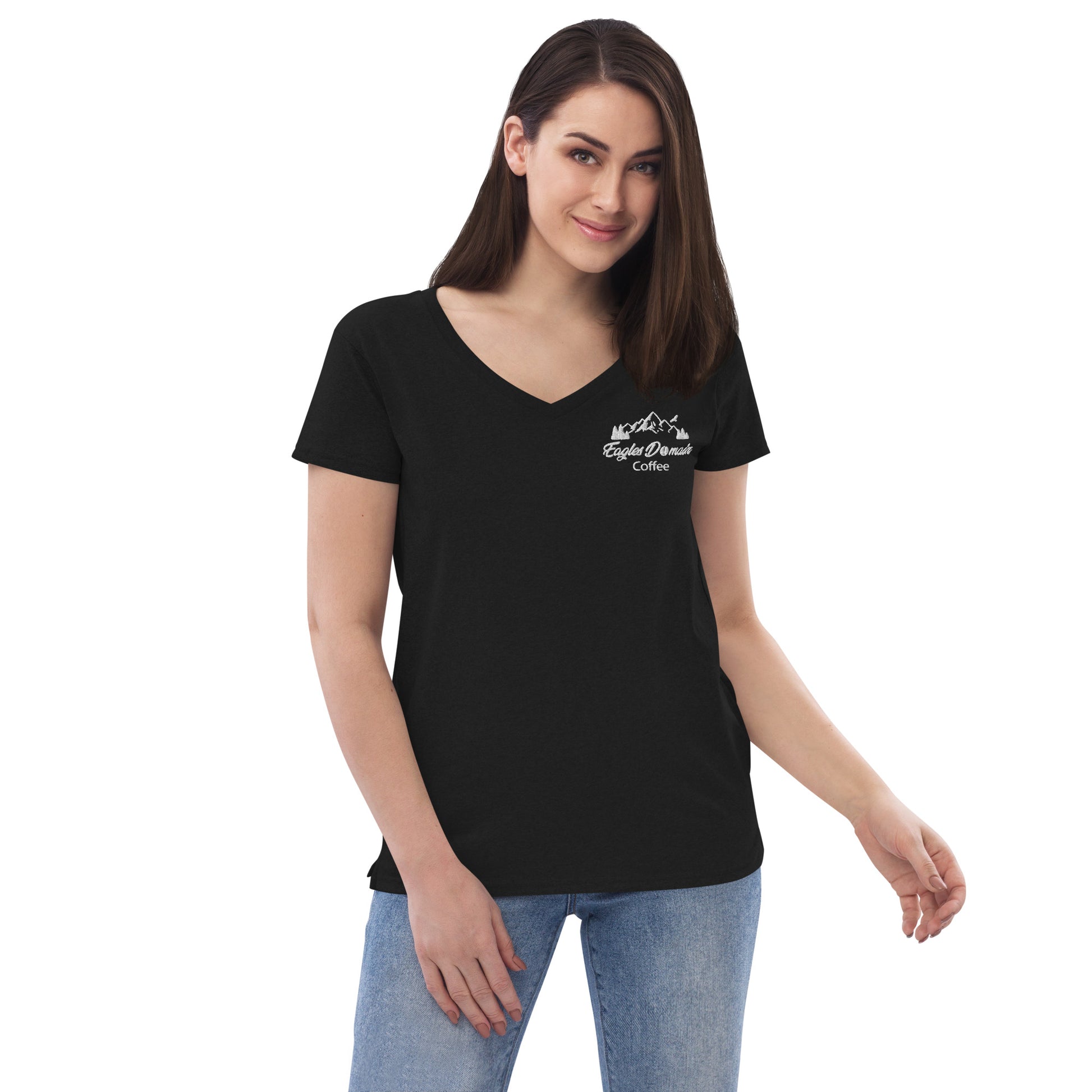 Eagles Domain Coffee Women’s Recycled V-Neck T-Shirt - Eagles Domain Coffee
