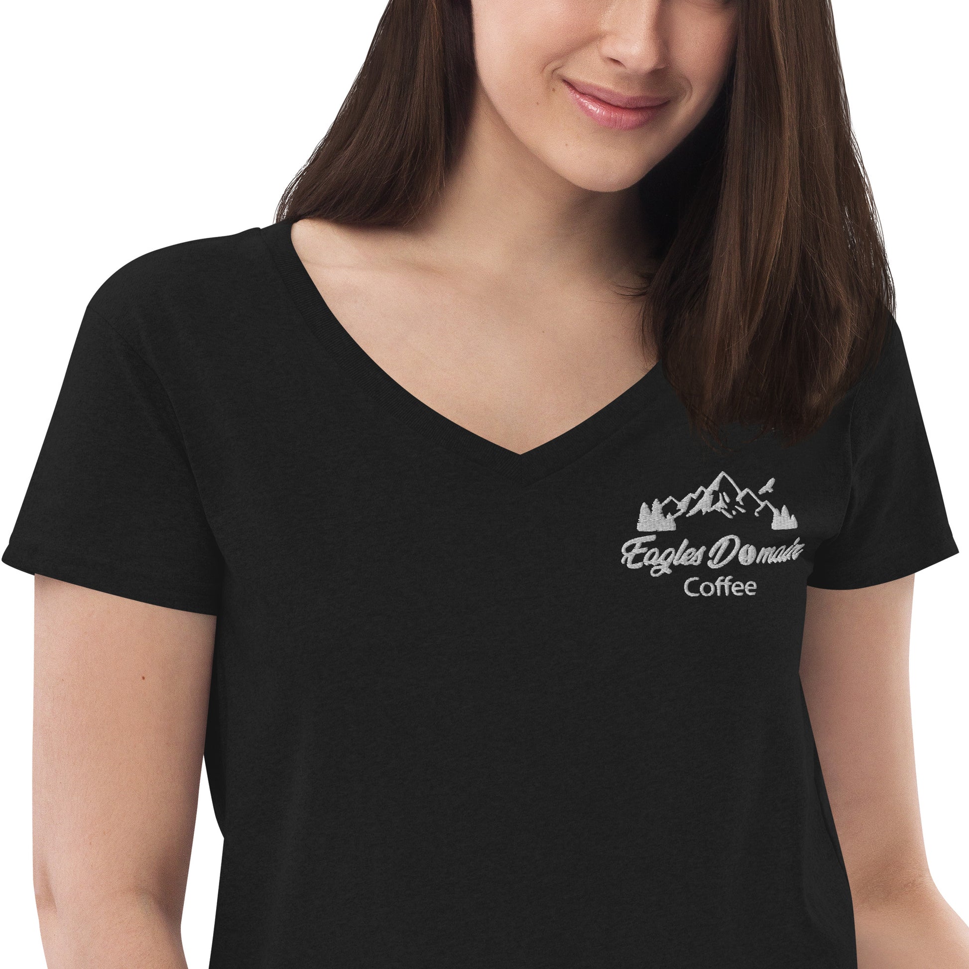 Eagles Domain Coffee Women’s Recycled V-Neck T-Shirt - Eagles Domain Coffee