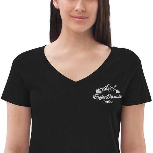 Eagles Domain Coffee Women’s Recycled V-Neck T-Shirt - Eagles Domain Coffee