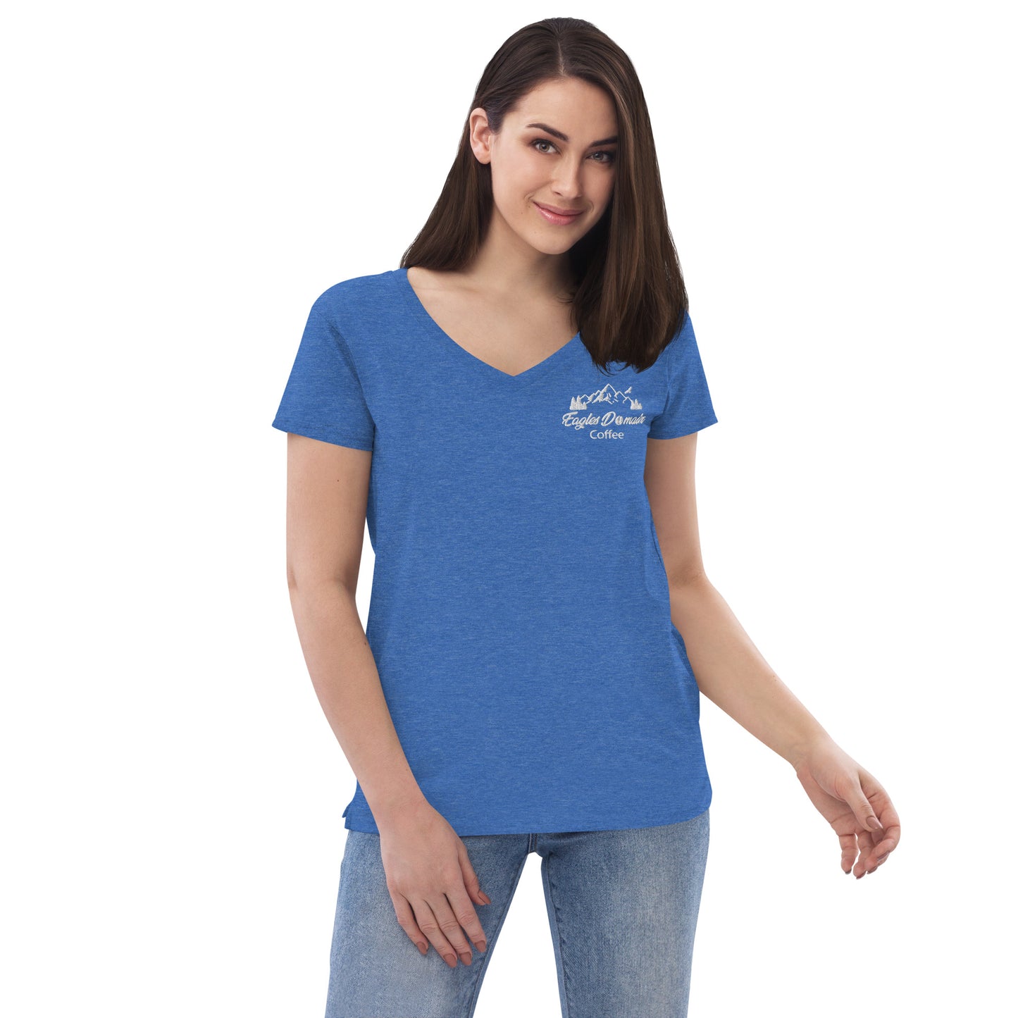 Eagles Domain Coffee Women’s Recycled V-Neck T-Shirt - Eagles Domain Coffee