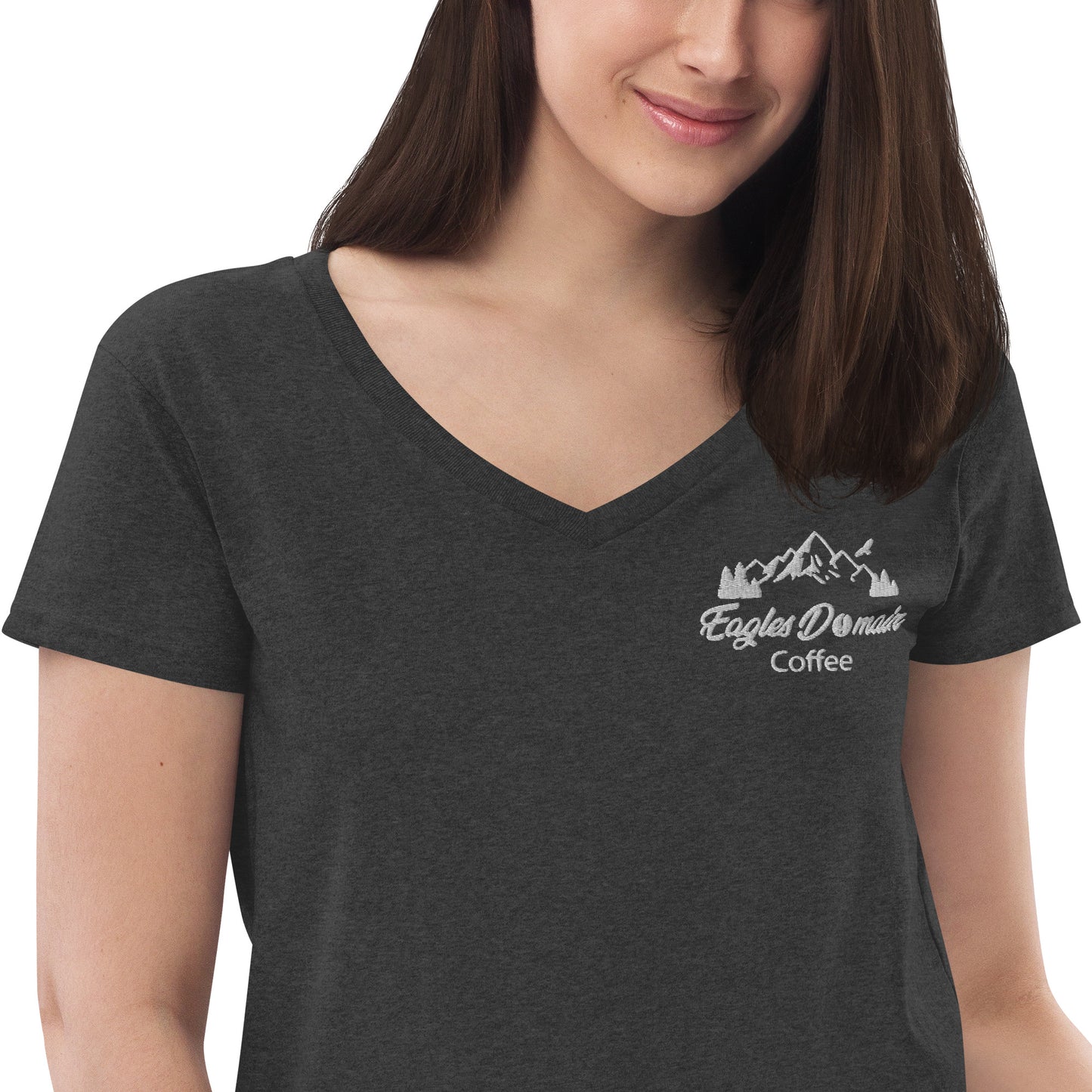 Eagles Domain Coffee Women’s Recycled V-Neck T-Shirt - Eagles Domain Coffee