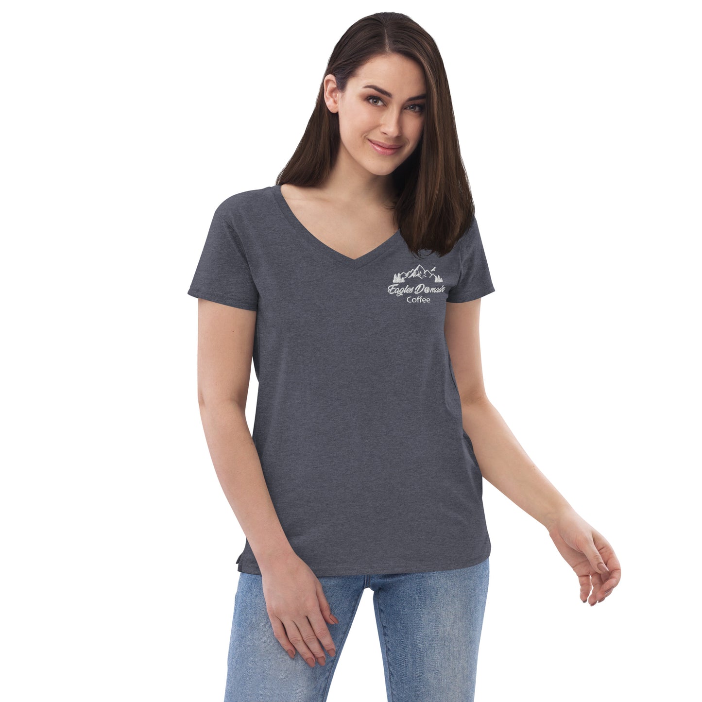 Eagles Domain Coffee Women’s Recycled V-Neck T-Shirt - Eagles Domain Coffee