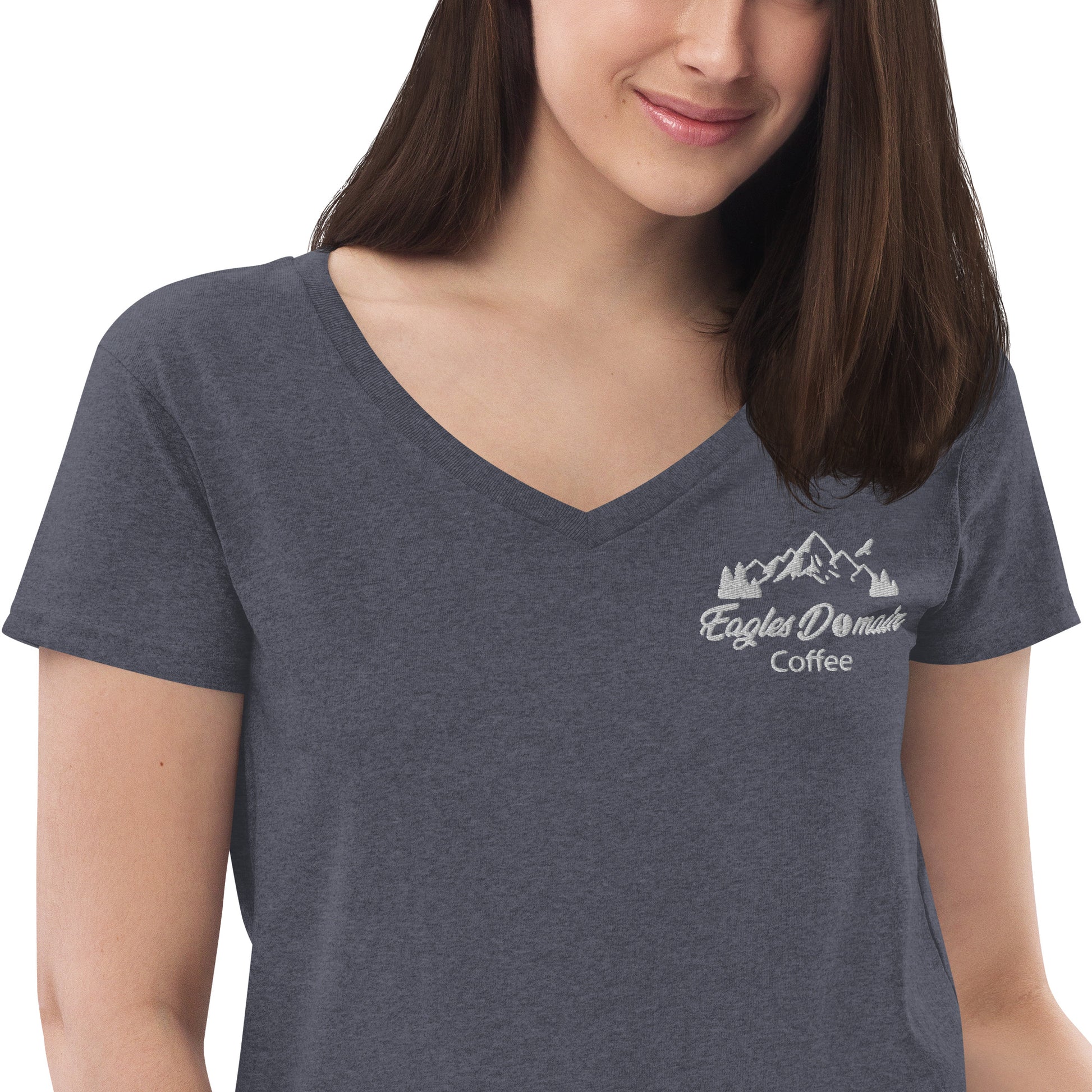 Eagles Domain Coffee Women’s Recycled V-Neck T-Shirt - Eagles Domain Coffee