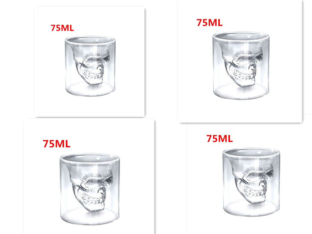 Skull Skull Double Transparent Glass - Eagles Domain Coffee