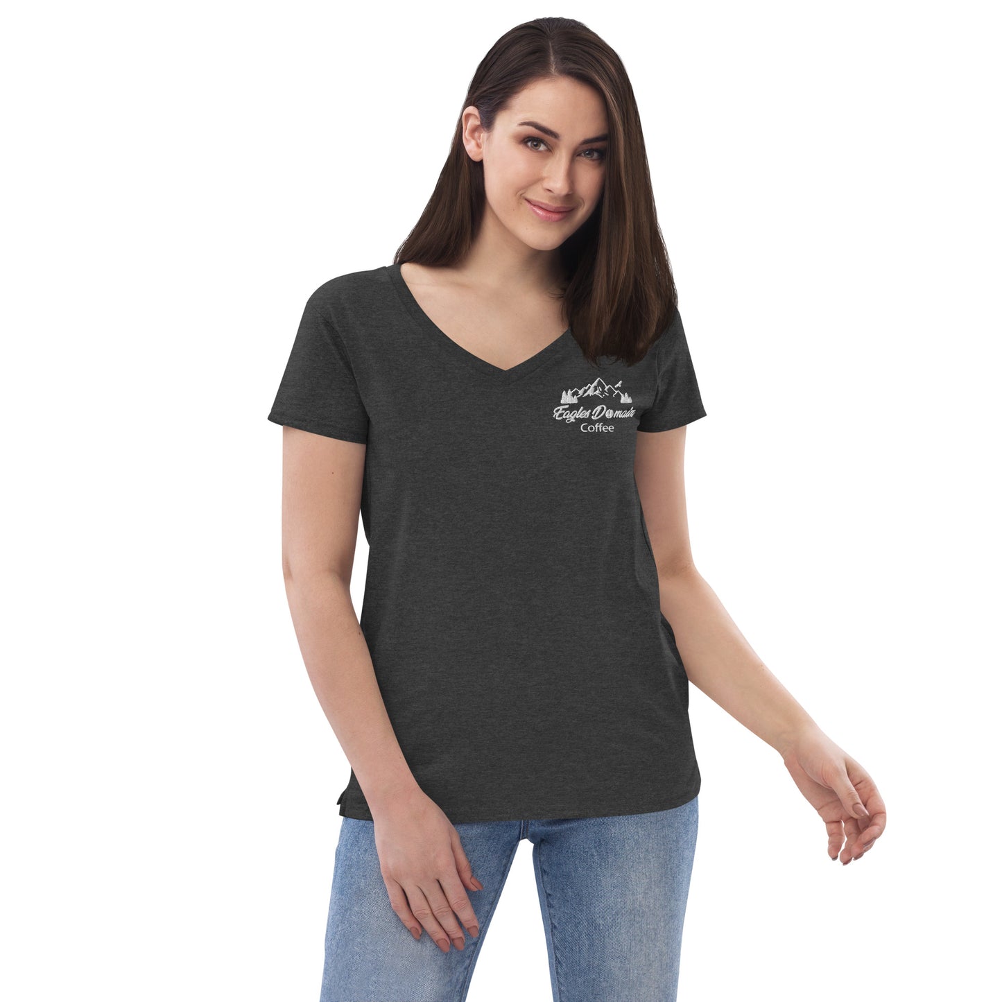 Eagles Domain Coffee Women’s Recycled V-Neck T-Shirt - Eagles Domain Coffee